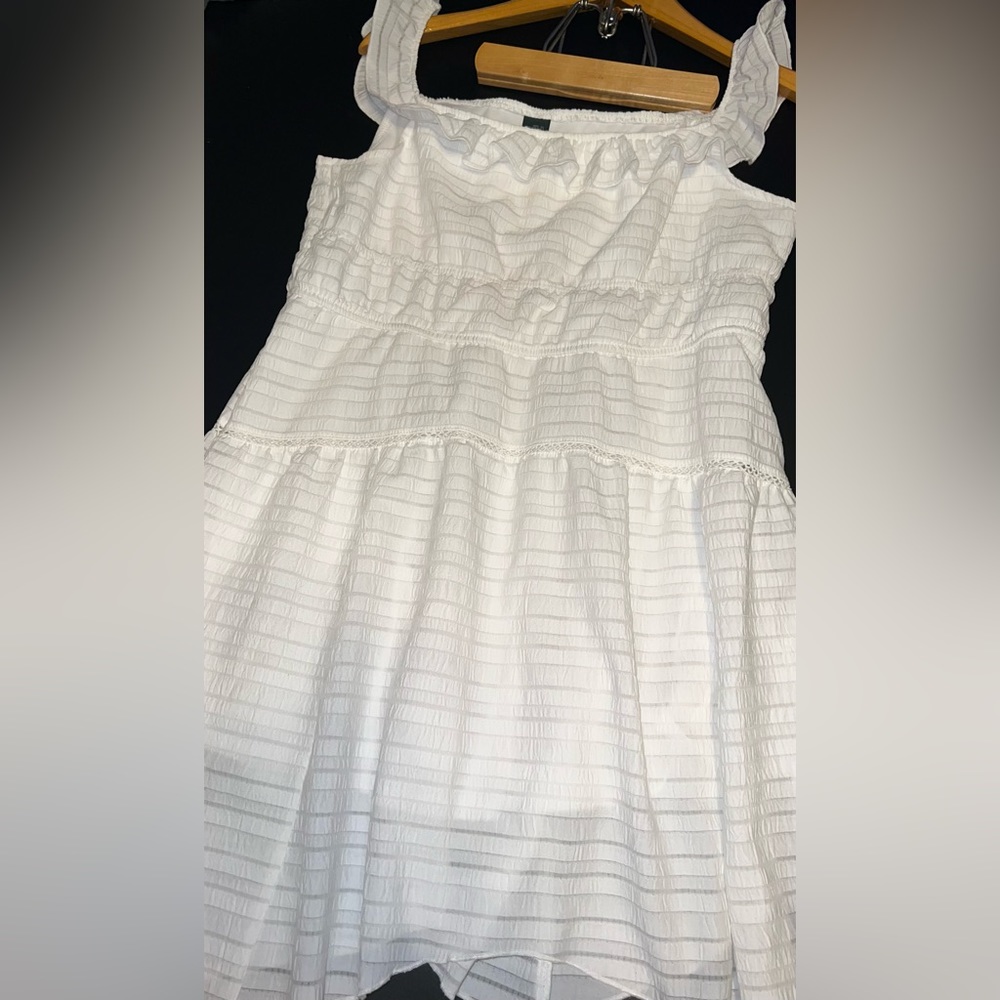 Wild Fable White Tiered Ruffle Skater Dress Size Large EUC
